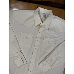 Malco Modes Vintage Western Pearl Snap Shirt‎ Cream XXL Tall USA Rodeo Cowboy